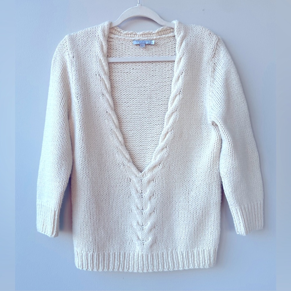 Calypso St. Barth Cashmere Wool Blend Knit Pullover Top, Beige, Large